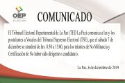 COMUNICADO PARA TRÁMITES DE CONVOCATORIA