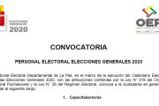 CONVOCATORIA PERSONAL ELECTORAL – ELECCIONES GENERALES 2020 –  Capacitadores/as