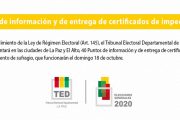 40 puntos de información y de entrega de certificados de impedimento de sufragio funcionarán en La Paz y El Alto, el domingo 18 de octubre
